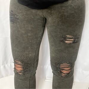 Boom Boom Jeans Distressed Olive Leggings
